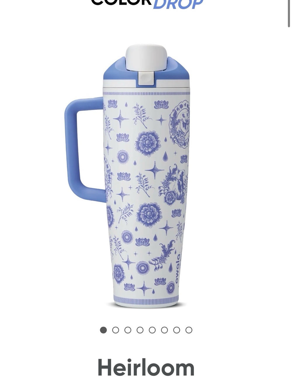 Heirloom Blue Floral Owala with Handle 40oz